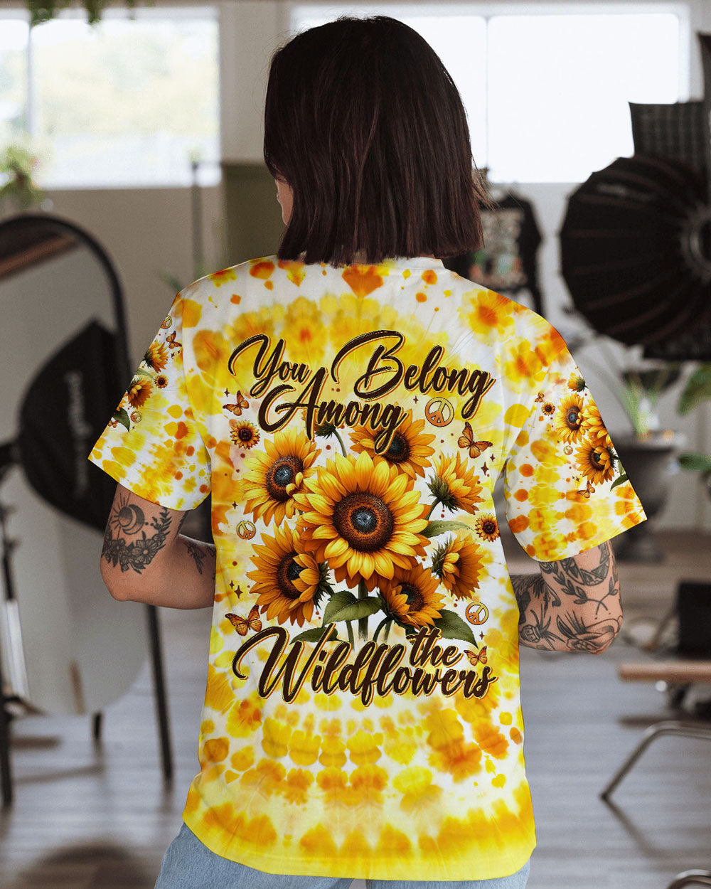 YOU BELONG AMONG THE WILDFLOWERS SUNFLOWERS TIE DYE ALL OVER PRINT - TYTM2002253