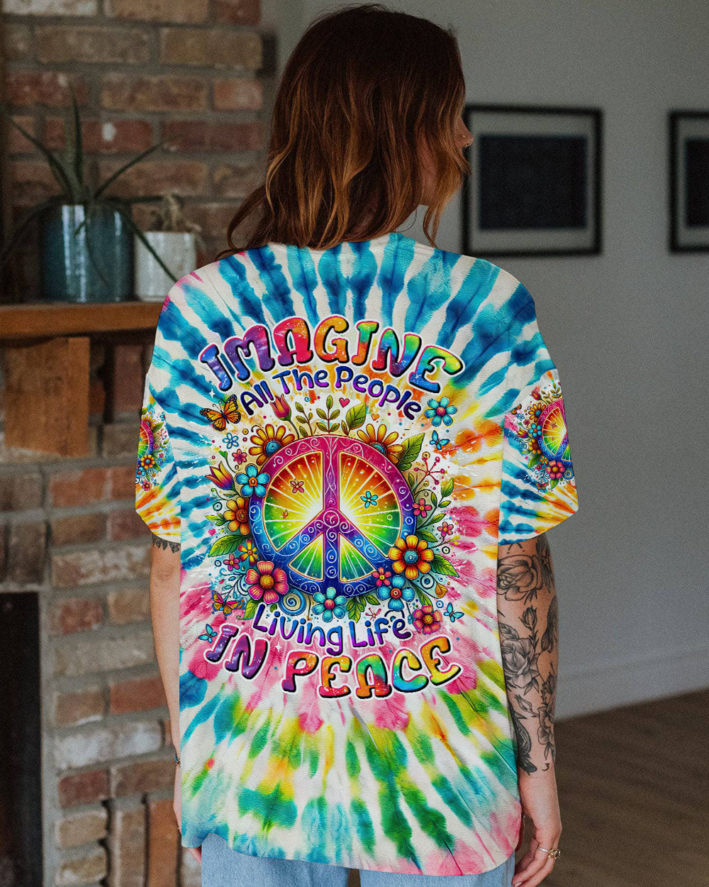 IMAGINE ALL THE PEOPLE LIVING LIFE IN PEACE TIE DYE ALL OVER PRINT - TYTM2103253