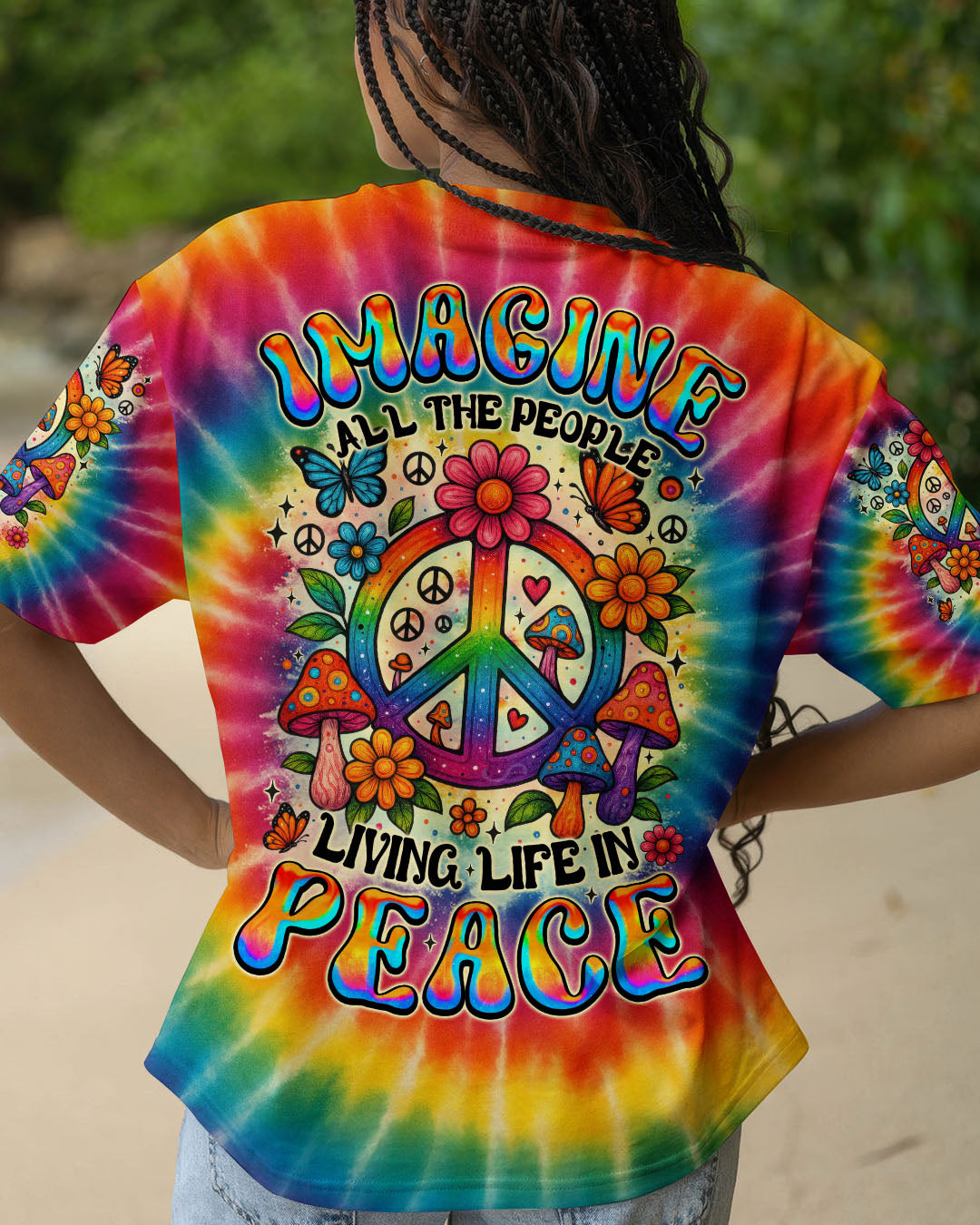 IMAGINE ALL THE PEOPLE LIVING LIFE IN PEACE TIE DYE ALL OVER PRINT - TYTM2306252