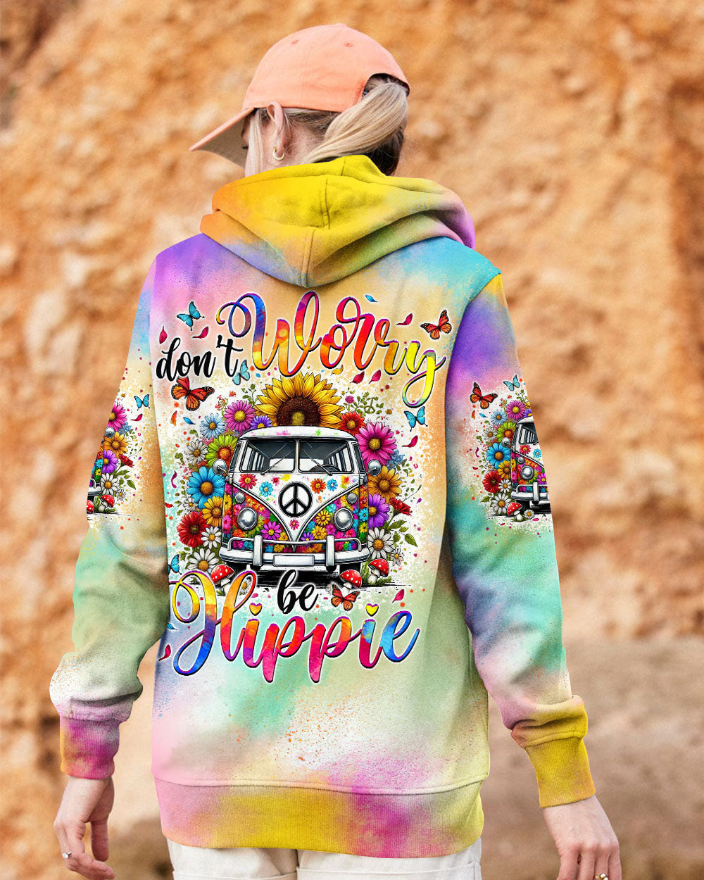 DON'T WORRY BE HIPPIE TIE DYE ALL OVER PRINT - TYTM2308241