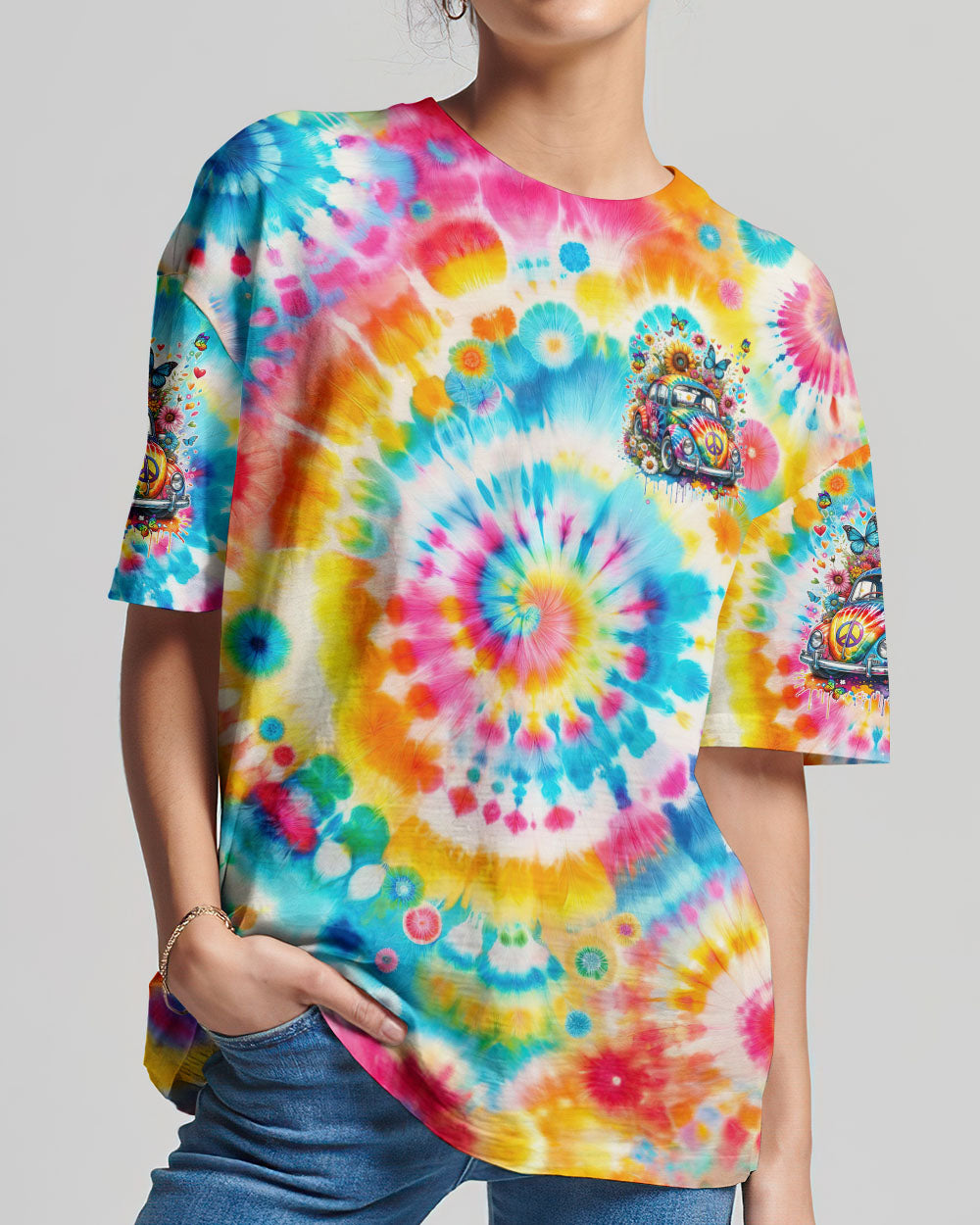 DON'T WORRY BE HAPPY TIE DYE ALL OVER PRINT - TYTM2401243
