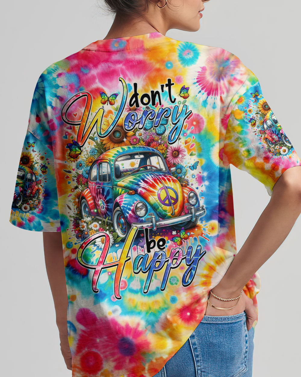 DON'T WORRY BE HAPPY TIE DYE ALL OVER PRINT - TYTM2401243