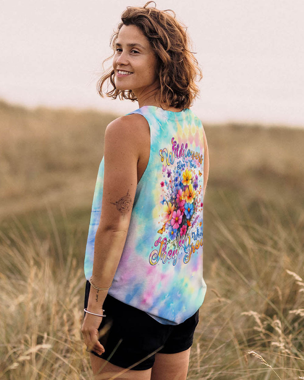 WILDFLOWERS DON'T CARE WHERE THEY GROW TIE DYE ALL OVER PRINT - TYTM2402251