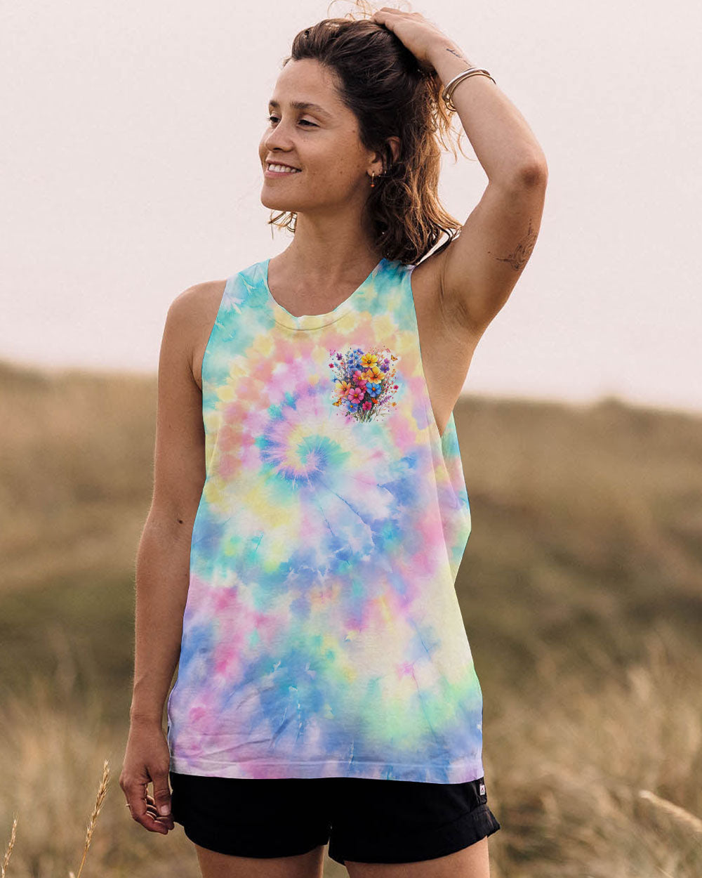 WILDFLOWERS DON'T CARE WHERE THEY GROW TIE DYE ALL OVER PRINT - TYTM2402251