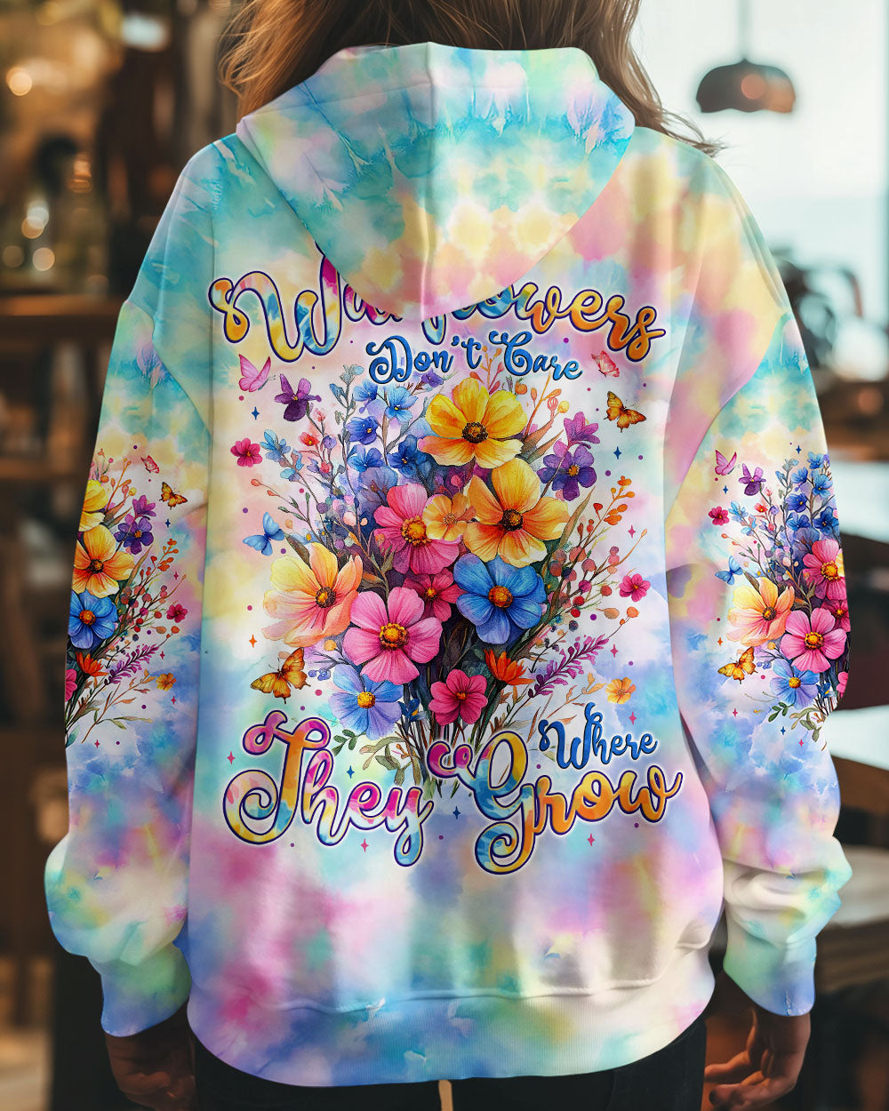 WILDFLOWERS DON'T CARE WHERE THEY GROW TIE DYE ALL OVER PRINT - TYTM2402251