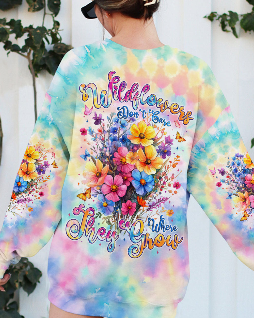 WILDFLOWERS DON'T CARE WHERE THEY GROW TIE DYE ALL OVER PRINT - TYTM2402251