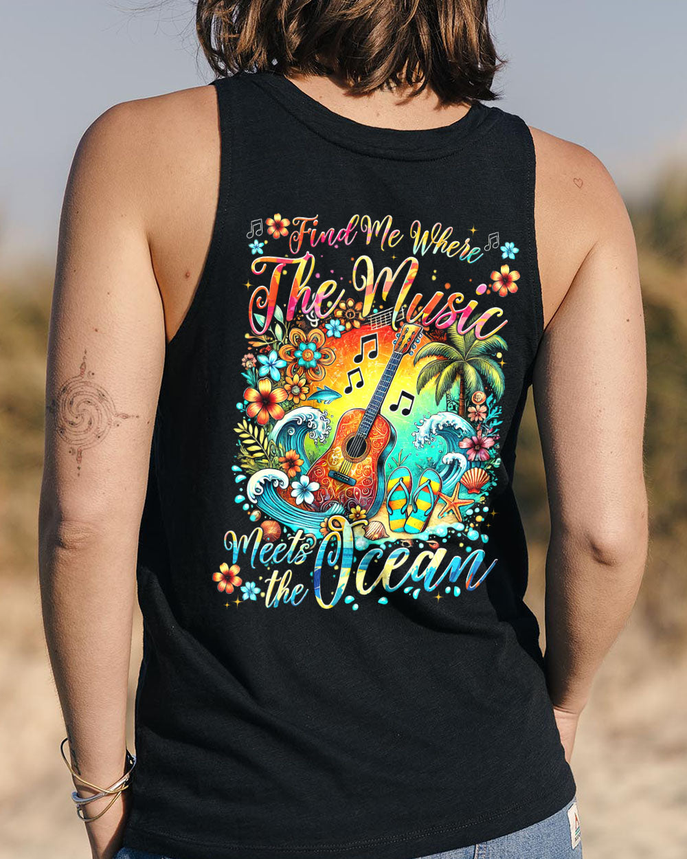 FIND ME WHERE THE MUSIC MEETS THE OCEAN GUITAR ALL OVER PRINT - TYTM2507243