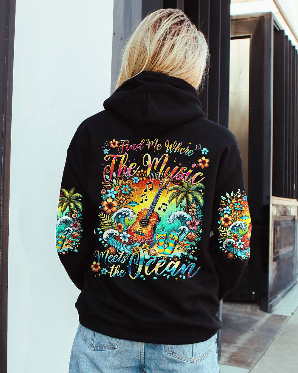 FIND ME WHERE THE MUSIC MEETS THE OCEAN GUITAR ALL OVER PRINT - TYTM2507243