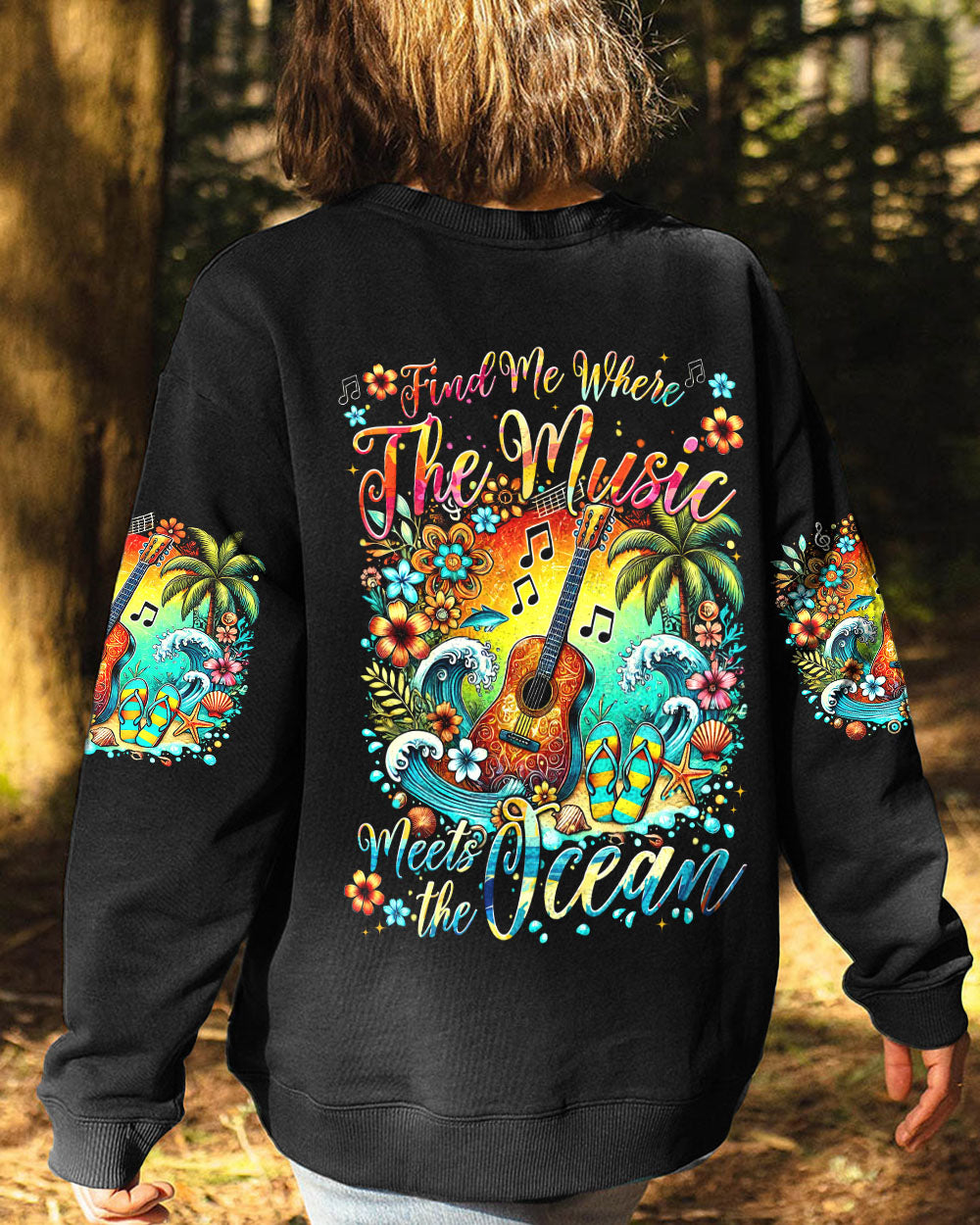 FIND ME WHERE THE MUSIC MEETS THE OCEAN GUITAR ALL OVER PRINT - TYTM2507243