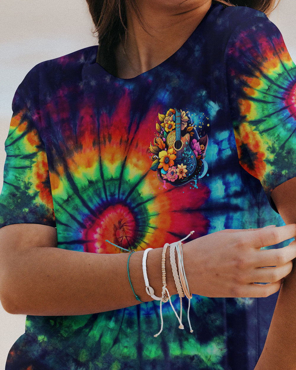 FIND ME WHERE THE MUSIC MEETS THE OCEAN GUITAR TIE DYE ALL OVER PRINT - TYTM2705232