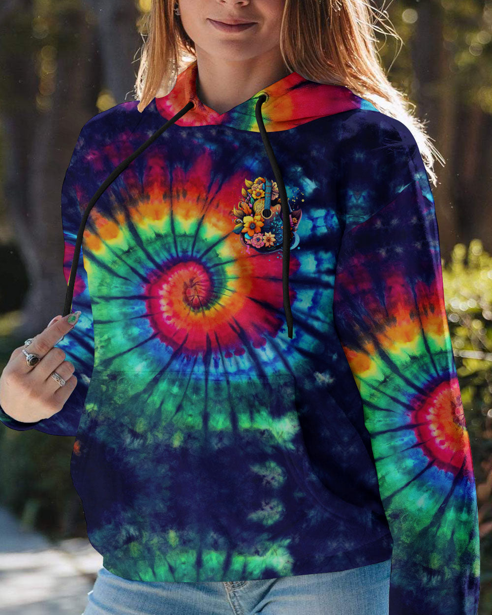 FIND ME WHERE THE MUSIC MEETS THE OCEAN GUITAR TIE DYE ALL OVER PRINT - TYTM2705232