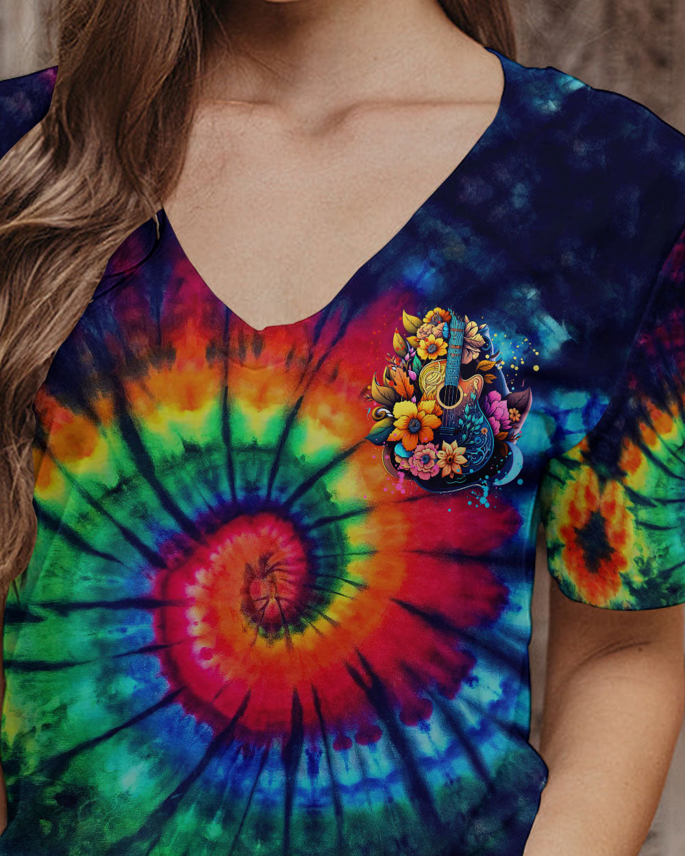 FIND ME WHERE THE MUSIC MEETS THE OCEAN GUITAR TIE DYE ALL OVER PRINT - TYTM2705232