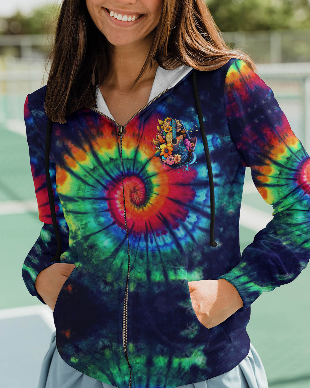 FIND ME WHERE THE MUSIC MEETS THE OCEAN GUITAR TIE DYE ALL OVER PRINT - TYTM2705232