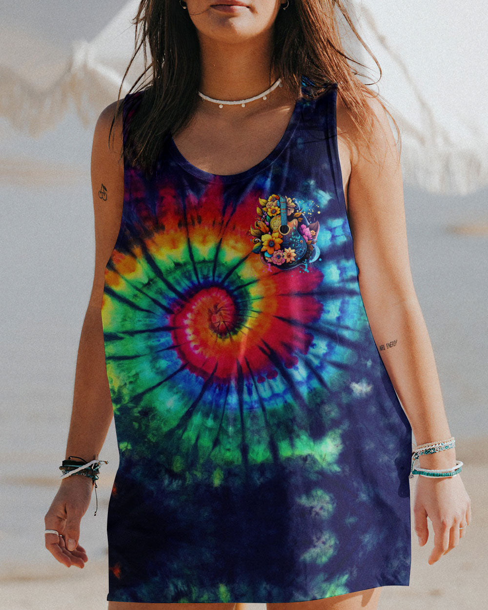 FIND ME WHERE THE MUSIC MEETS THE OCEAN GUITAR TIE DYE ALL OVER PRINT - TYTM2705232