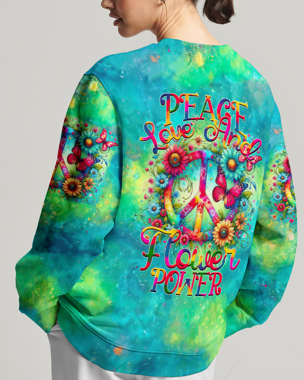 PEACE LOVE AND FLOWER POWER ALL OVER PRINT - TYTM2705242