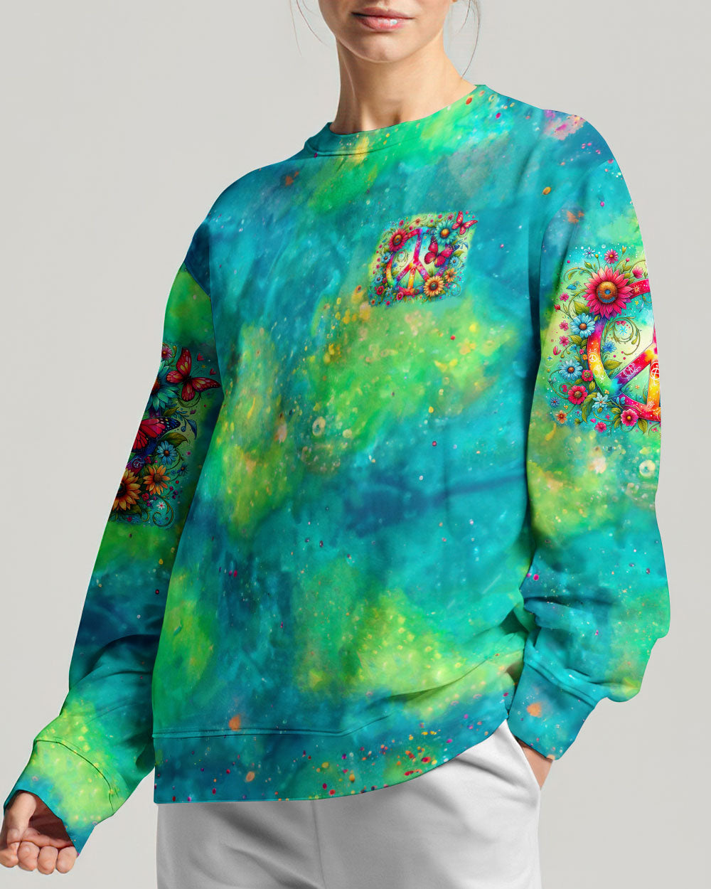 PEACE LOVE AND FLOWER POWER ALL OVER PRINT - TYTM2705242