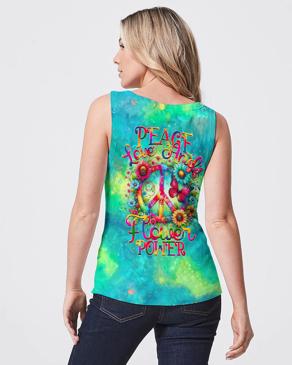 PEACE LOVE AND FLOWER POWER ALL OVER PRINT - TYTM2705242