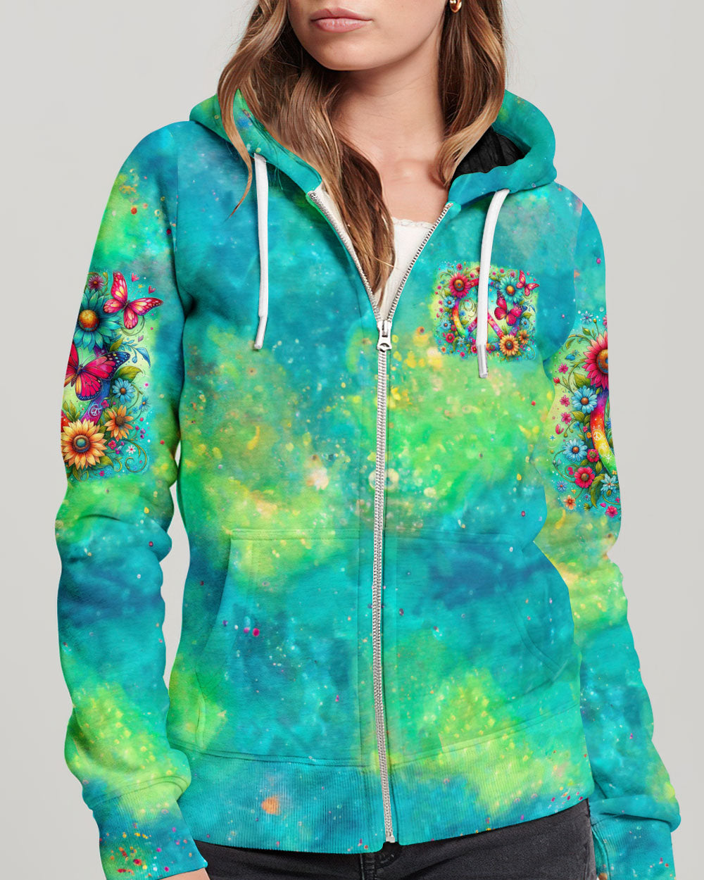PEACE LOVE AND FLOWER POWER ALL OVER PRINT - TYTM2705242
