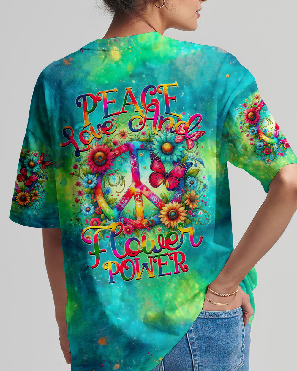 PEACE LOVE AND FLOWER POWER ALL OVER PRINT - TYTM2705242