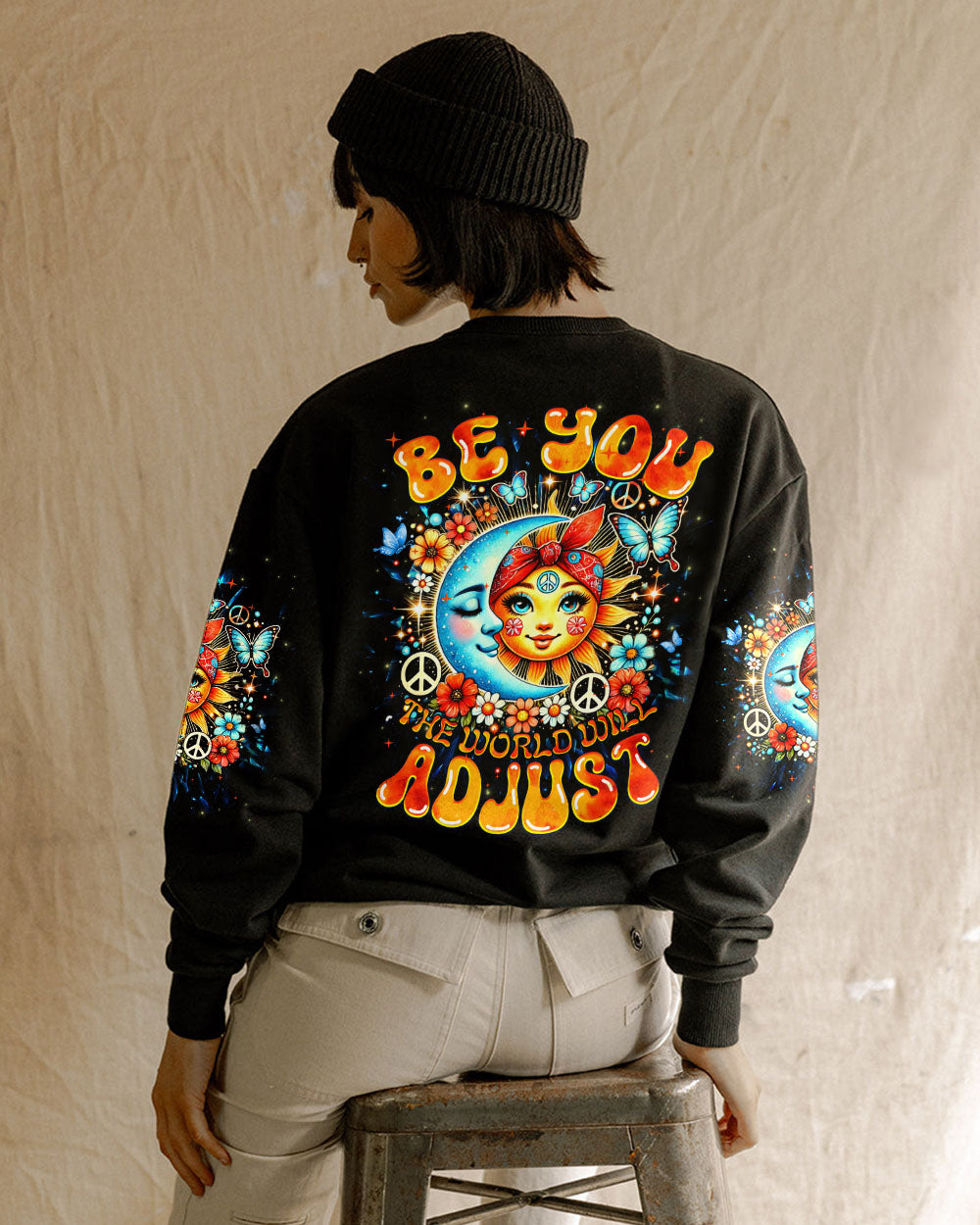 BE YOU THE WORLD WILL ADJUST SUN AND MOON HIPPIE ALL OVER PRINT - TYTM2706242