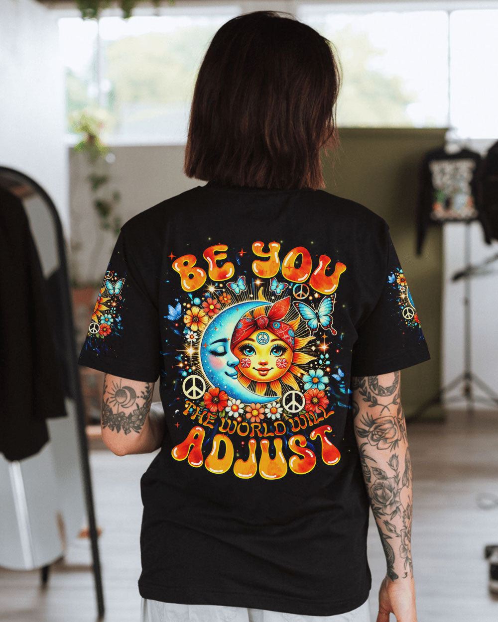 BE YOU THE WORLD WILL ADJUST SUN AND MOON HIPPIE ALL OVER PRINT - TYTM2706242