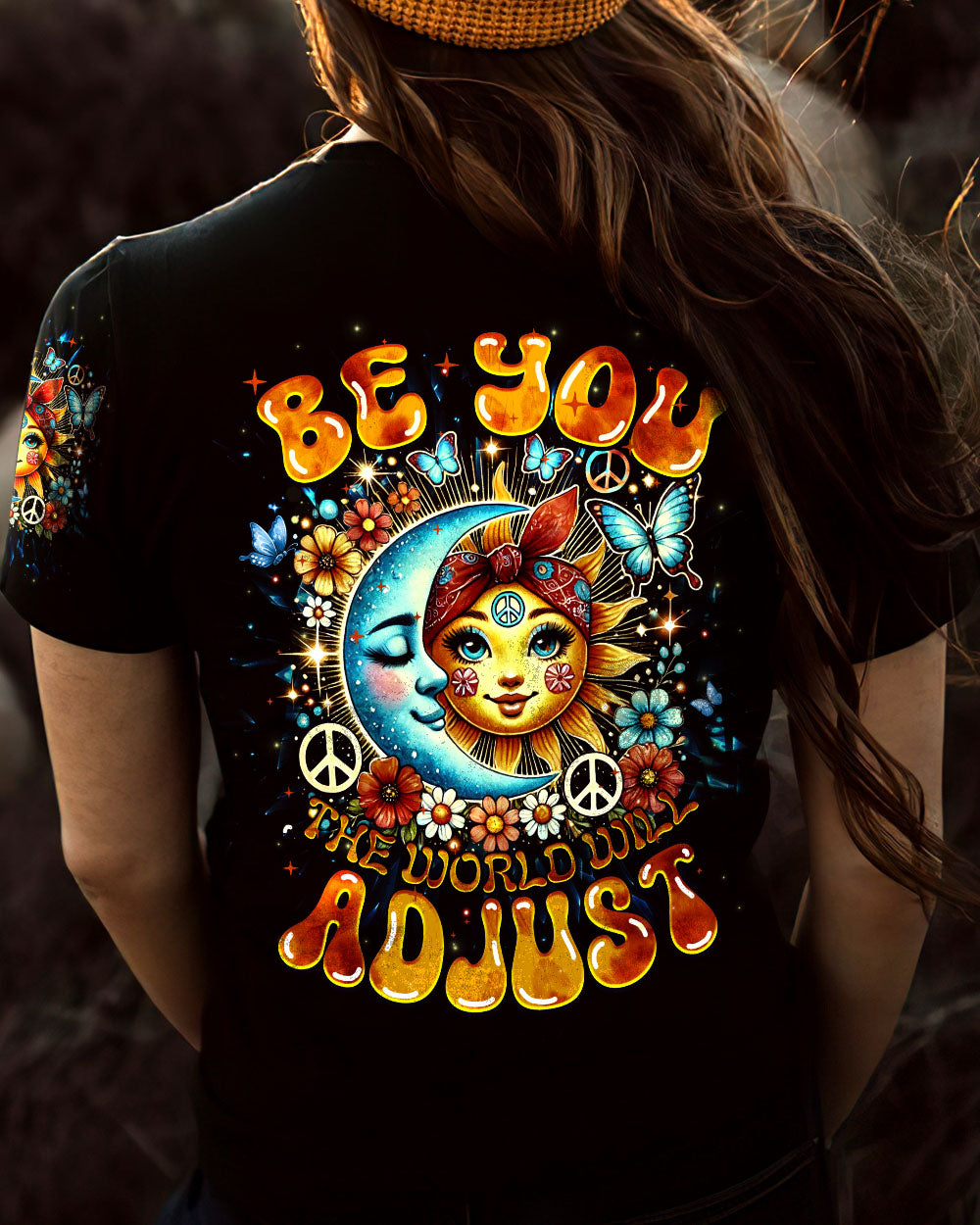 BE YOU THE WORLD WILL ADJUST SUN AND MOON HIPPIE ALL OVER PRINT - TYTM2706242