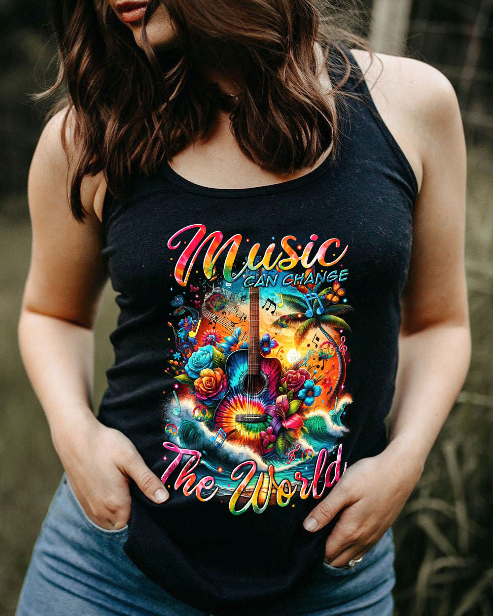 MUSIC CAN CHANGE THE WORLD GUITAR ALL OVER PRINT - TYTM2711234