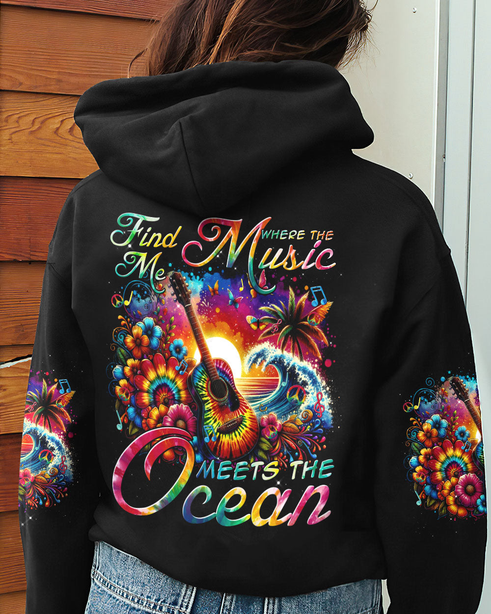 FIND ME WHERE THE MUSIC MEETS THE OCEAN GUITAR ALL OVER PRINT - TYTM2811232