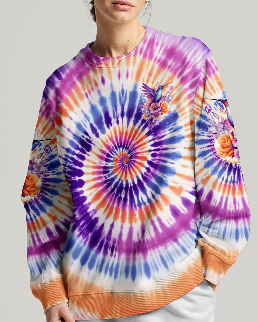 JUST BREATHE HUMMINGBIRD TIE DYE ALL OVER PRINT - TYTM3005241