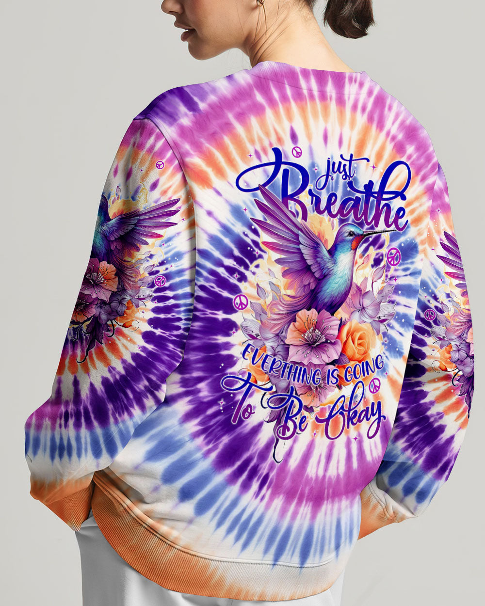 JUST BREATHE HUMMINGBIRD TIE DYE ALL OVER PRINT - TYTM3005241