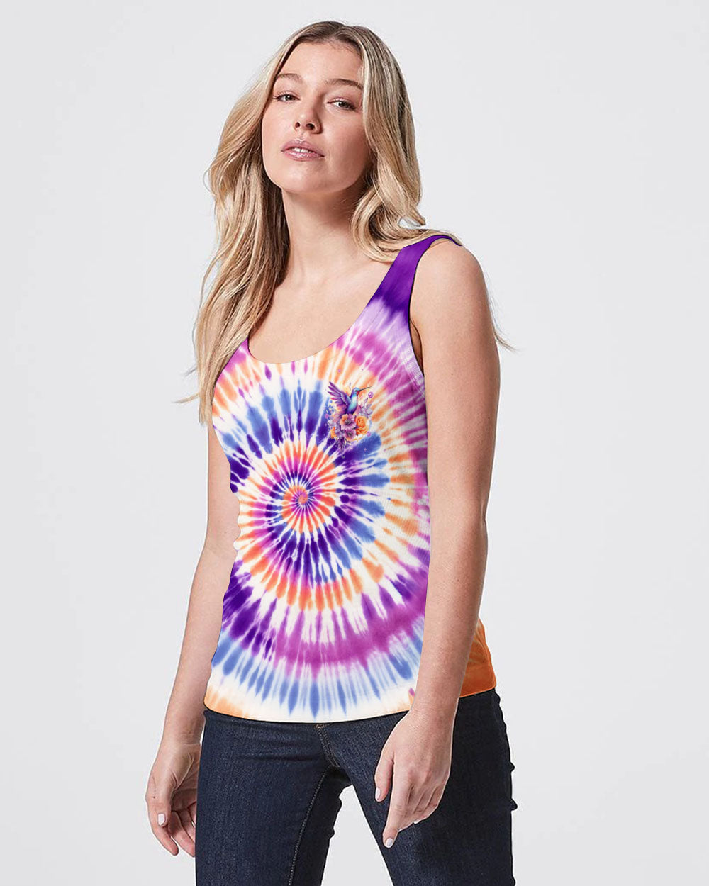 JUST BREATHE HUMMINGBIRD TIE DYE ALL OVER PRINT - TYTM3005241
