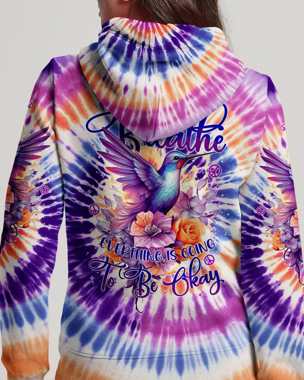 JUST BREATHE HUMMINGBIRD TIE DYE ALL OVER PRINT - TYTM3005241