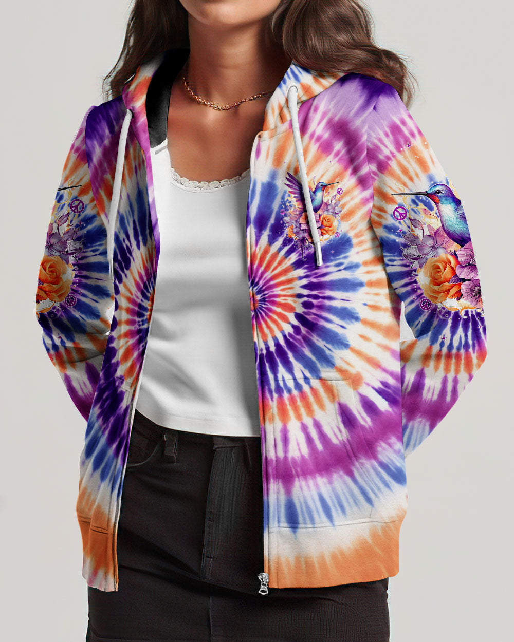 JUST BREATHE HUMMINGBIRD TIE DYE ALL OVER PRINT - TYTM3005241