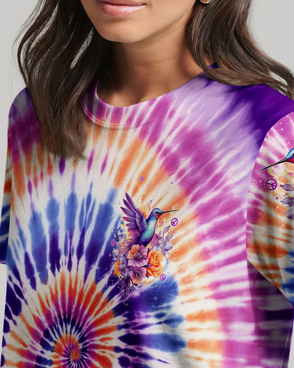 JUST BREATHE HUMMINGBIRD TIE DYE ALL OVER PRINT - TYTM3005241