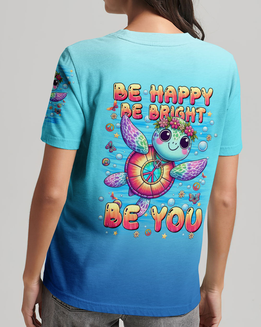 BE HAPPY BE BRIGHT BE YOU TURTLE ALL OVER PRINT - TYTM3105242
