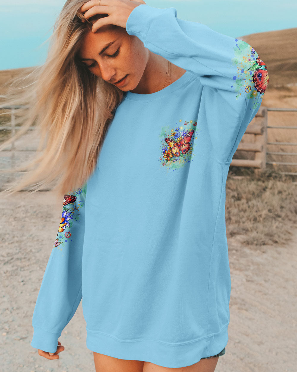SHE IS A WILD CHILD BUTTERFLY ALL OVER PRINT - YHDU0108243