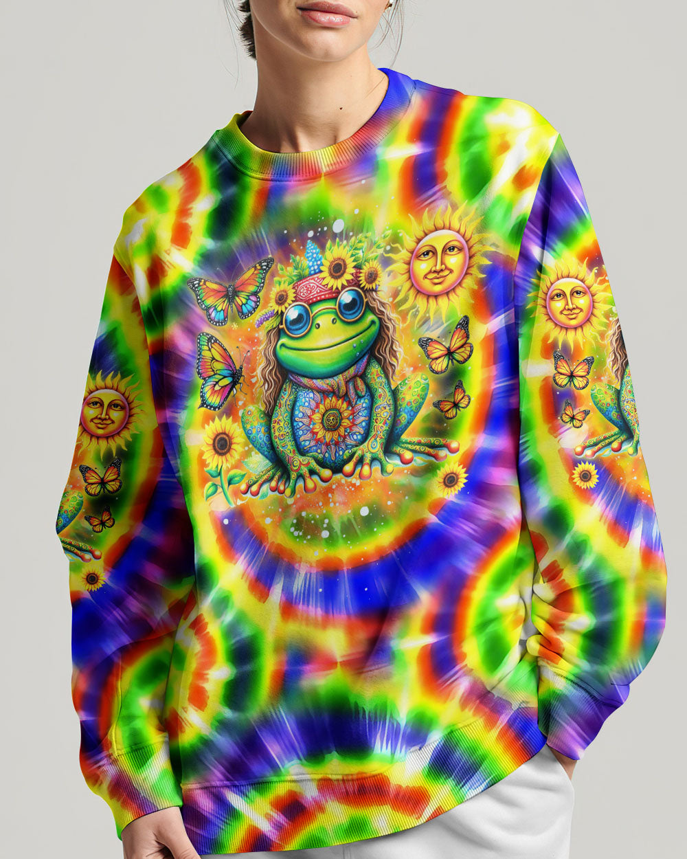 BE YOU THE WORLD WILL ADJUST TIE DYE FROG ALL OVER PRINT - YHDU0112233