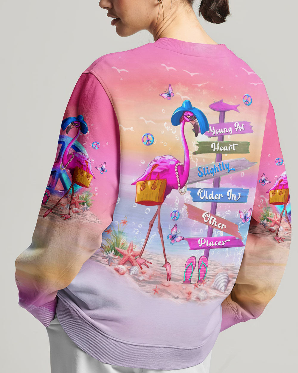 YOUNG AT HEART FLAMINGO ALL OVER PRINT - YHDU0406241