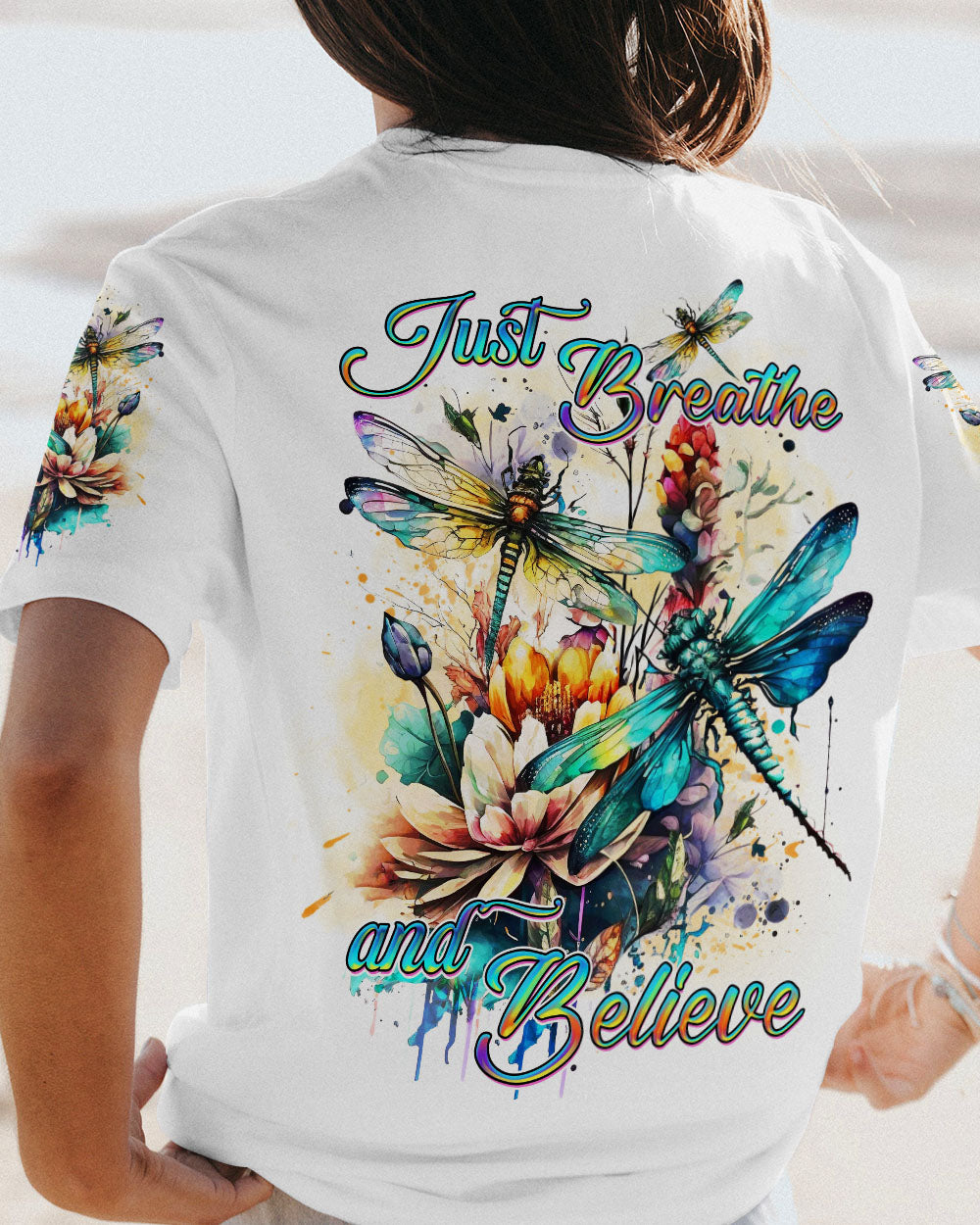 JUST BREATHE AND BELIEVE DRAGONFLY ALL OVER PRINT - YHDU0506232