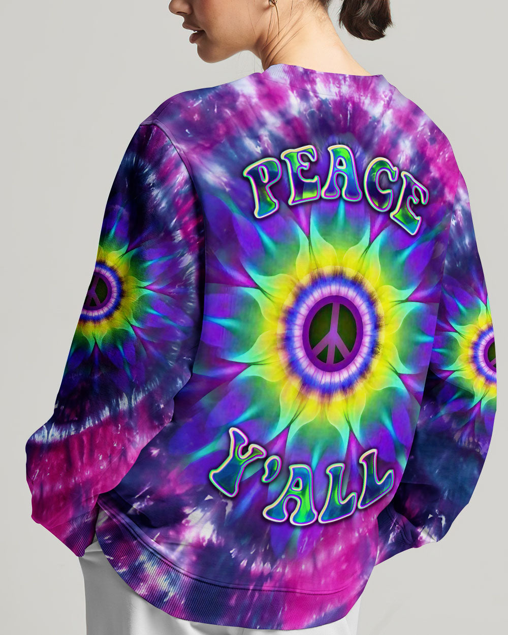 PEACE Y'ALL TIE DYE ALL OVER PRINT - YHDU0906236