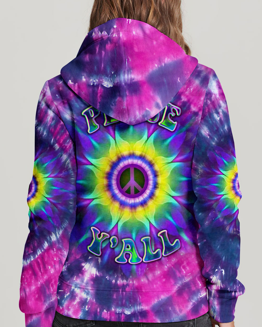 PEACE Y'ALL TIE DYE ALL OVER PRINT - YHDU0906236