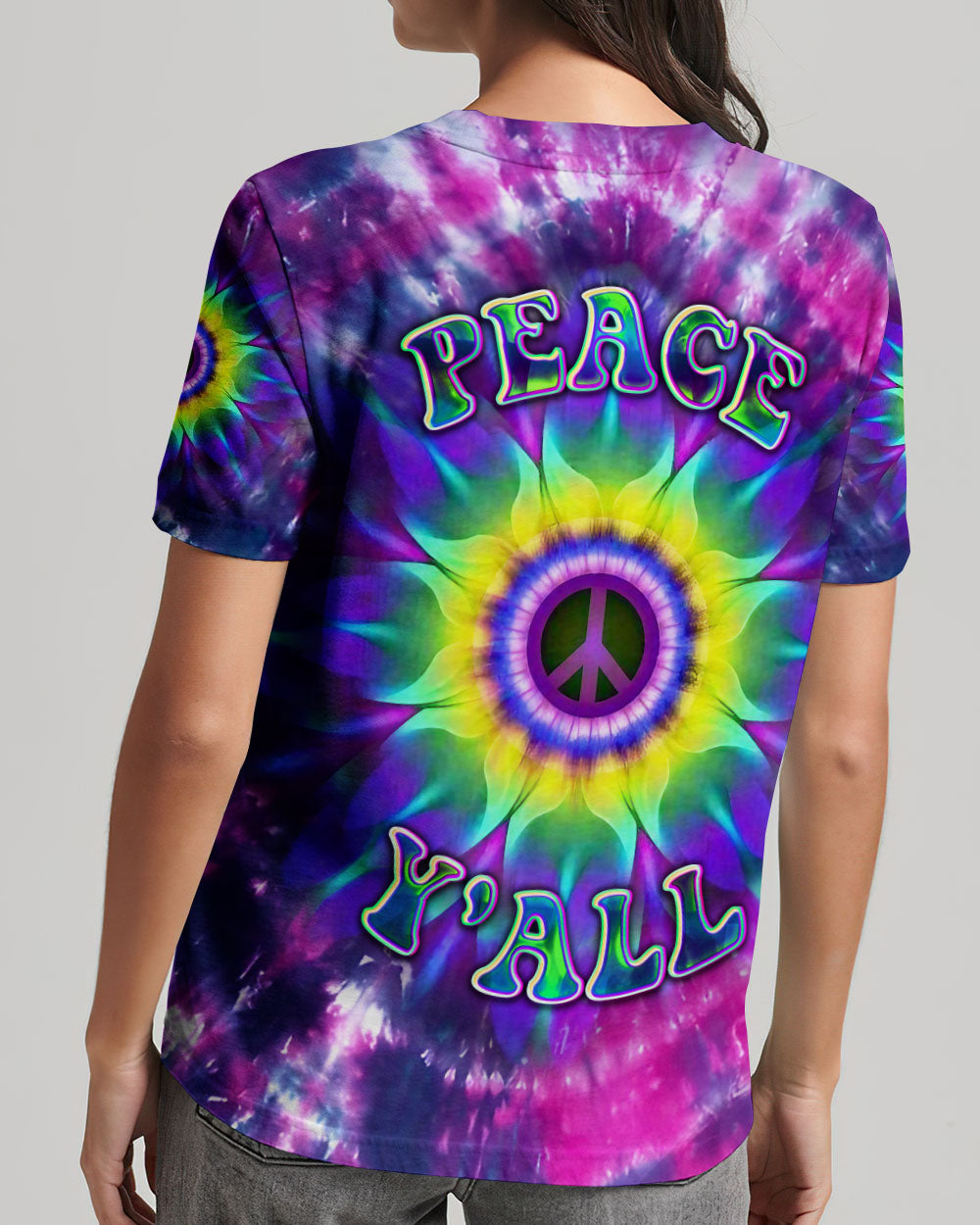 PEACE Y'ALL TIE DYE ALL OVER PRINT - YHDU0906236