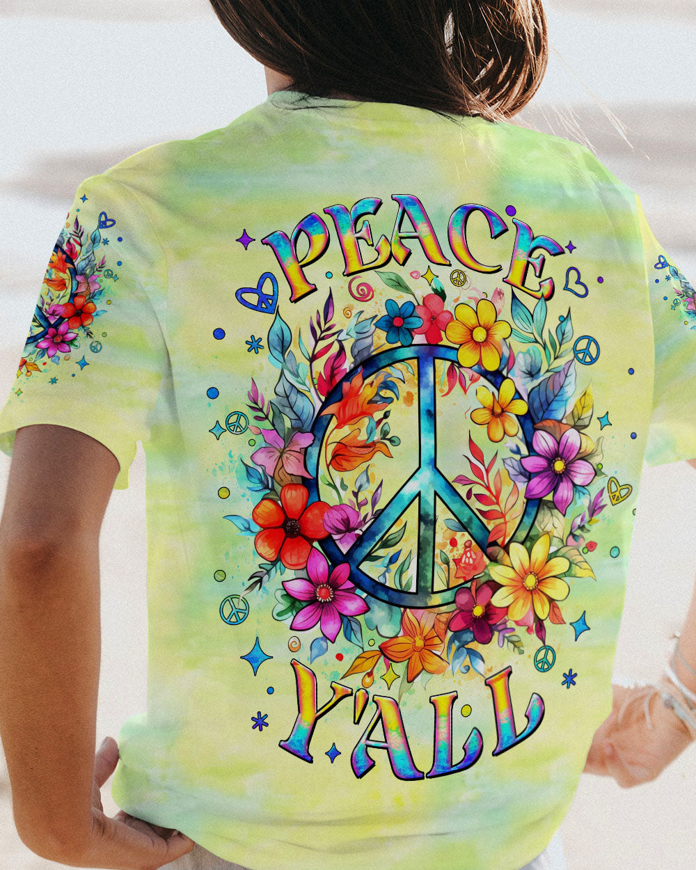 PEACE Y'ALL FLOWERS ALL OVER PRINT - YHDU1007231