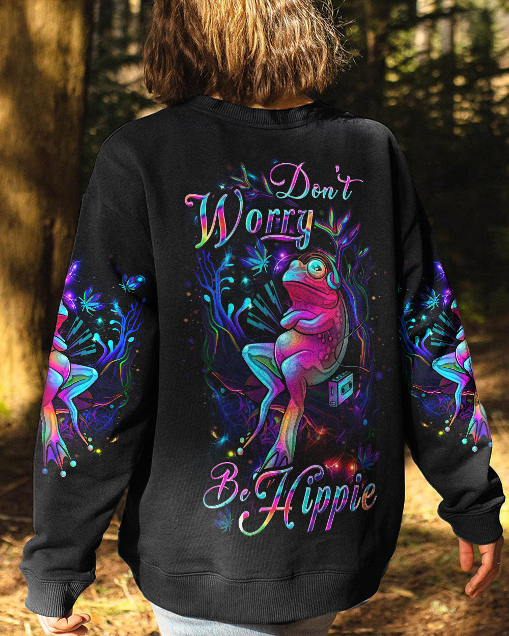 DON'T WORRY BE HIPPIE FROG ALL OVER PRINT - YHDU2006233