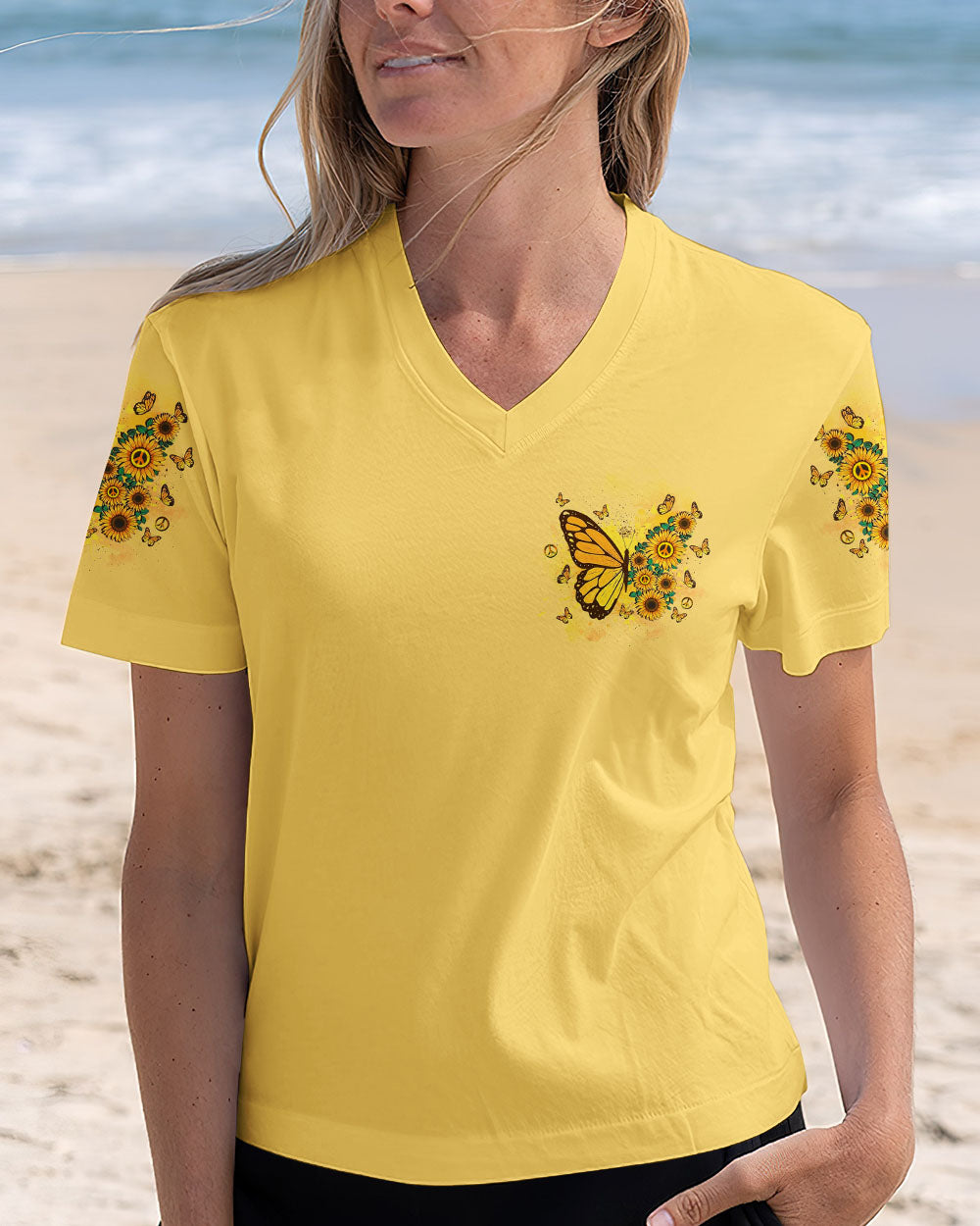 WHISPER WORDS OF WISDOM SUNFLOWER BUTTERFLY ALL OVER PRINT - YHDU2110241