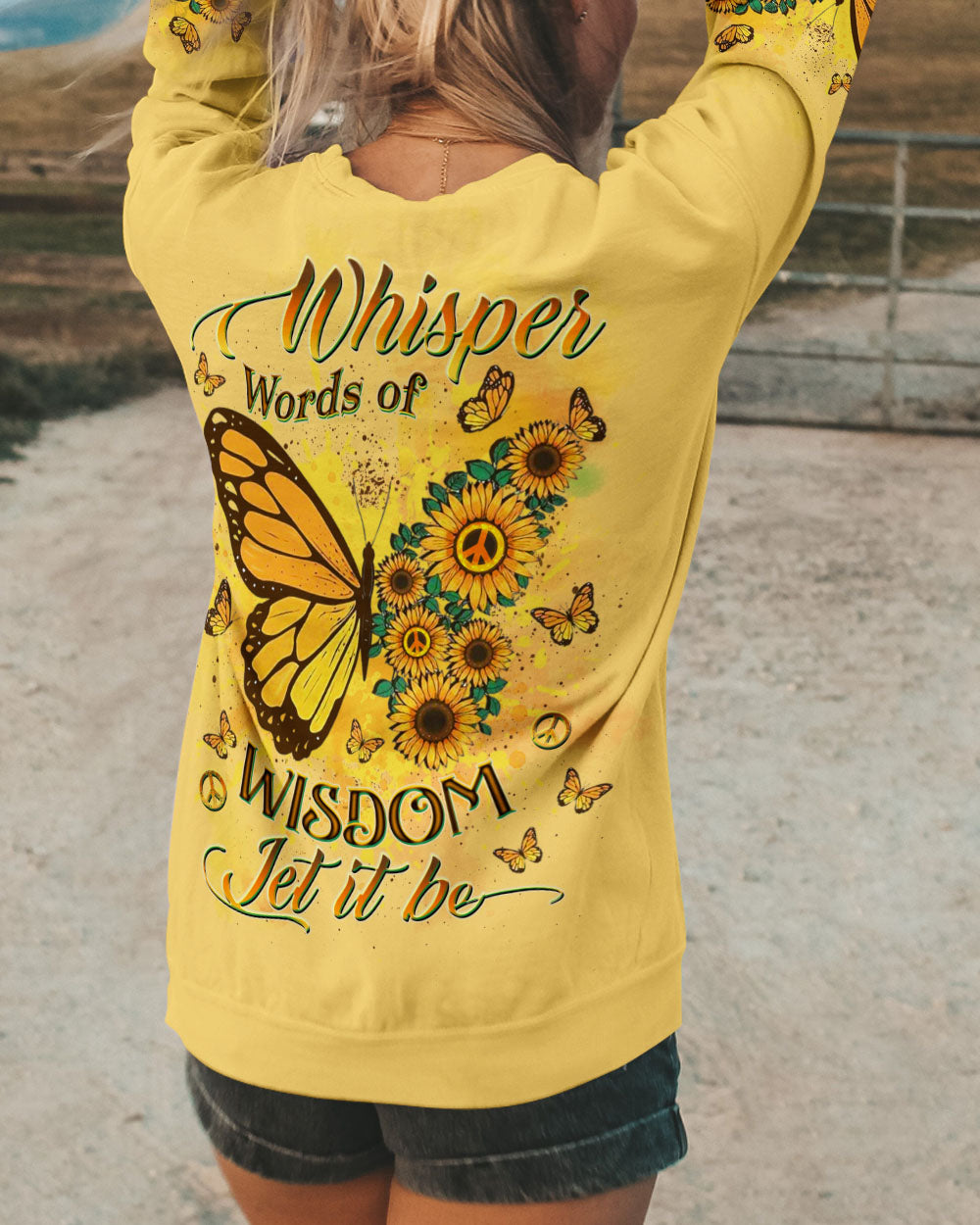 WHISPER WORDS OF WISDOM SUNFLOWER BUTTERFLY ALL OVER PRINT - YHDU2110241