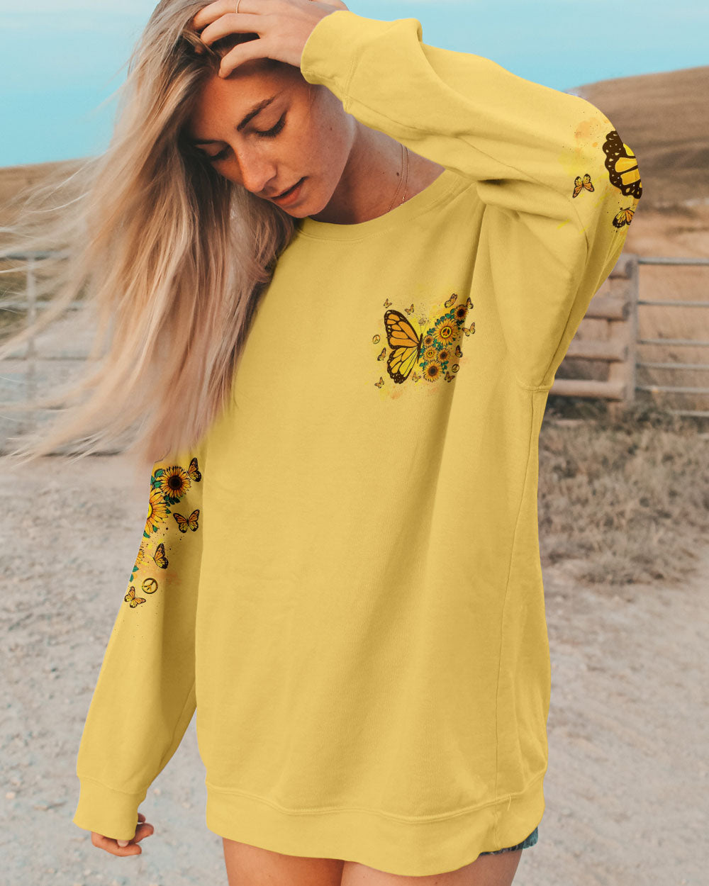 WHISPER WORDS OF WISDOM SUNFLOWER BUTTERFLY ALL OVER PRINT - YHDU2110241