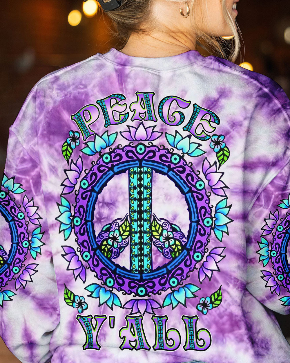 PEACE Y'ALL TIE DYE ALL OVER PRINT - YHDU2306232