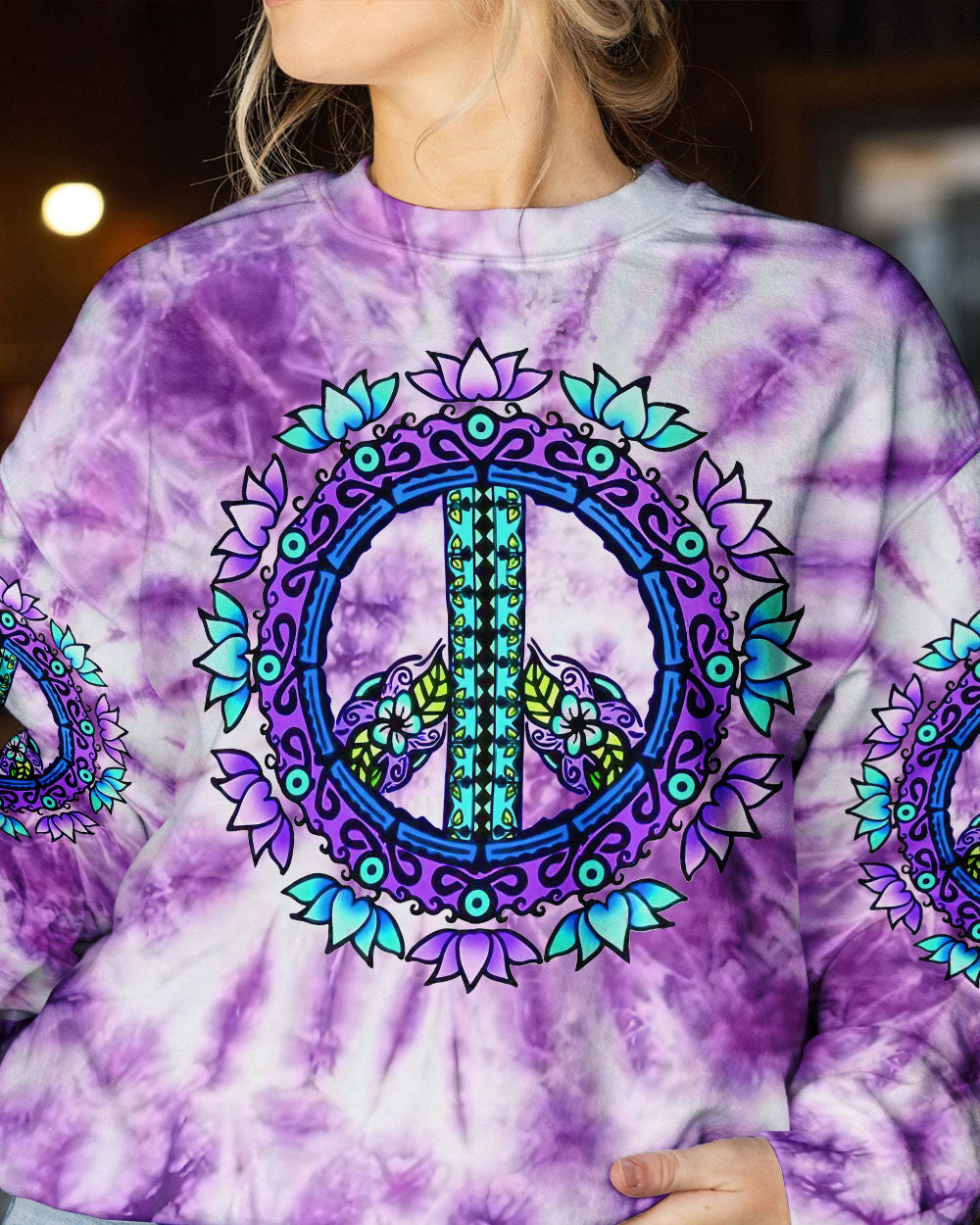PEACE Y'ALL TIE DYE ALL OVER PRINT - YHDU2306232