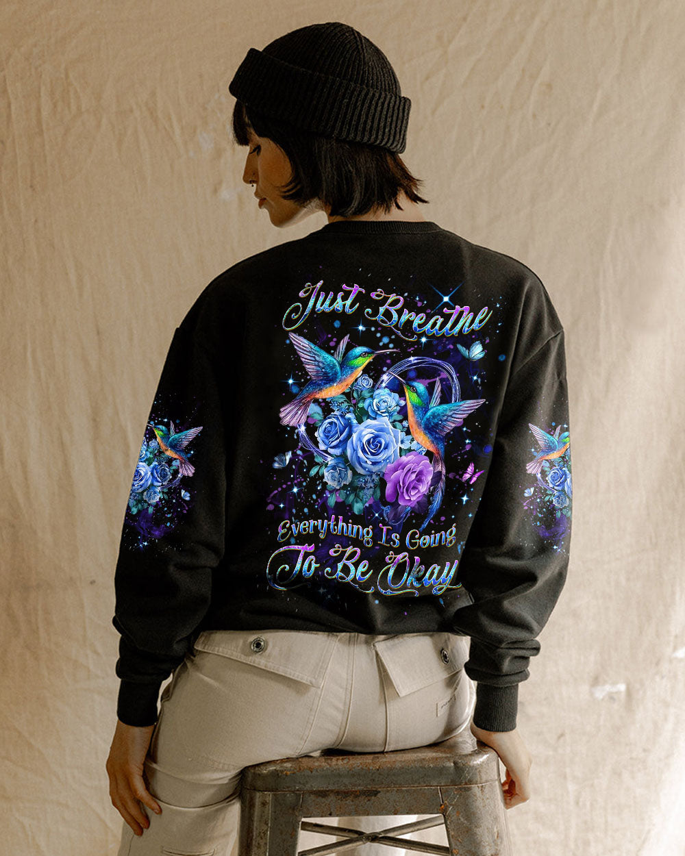 JUST BREATHE HUMMINGBIRD ALL OVER PRINT - YHDU2509242